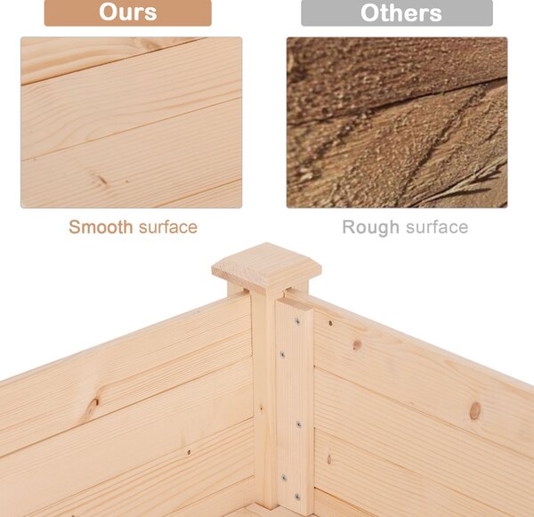 Outsunny Garden Wooden Planters, Non-Woven Fabric, Rectangular Raised Bed,Fir Wood,Indoor/Outdoor, 122.5Lx56.5Wx76H cm Aosom UK