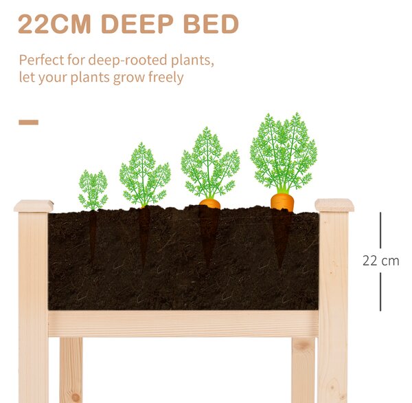 Outsunny Garden Wooden Planters, Non-Woven Fabric, Rectangular Raised Bed,Fir Wood,Indoor/Outdoor, 122.5Lx56.5Wx76H cm Aosom UK