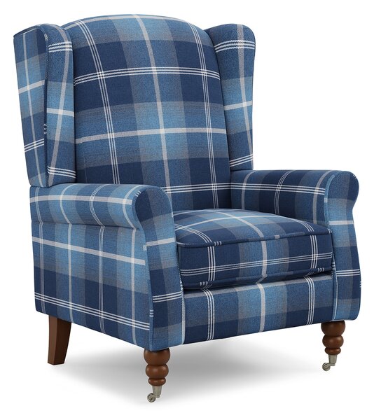 Oswald Grande Check Wingback Armchair