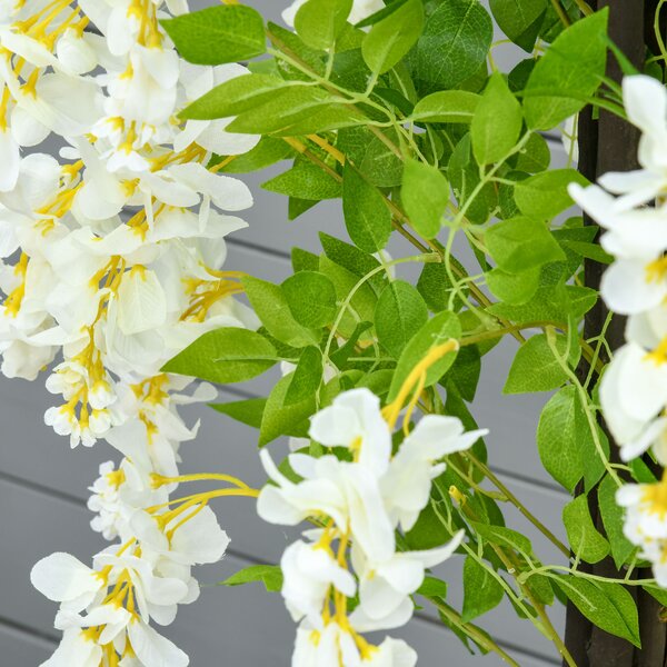 HOMCOM Artificial Realistic White Wisteria Tree Faux Decorative Plant in Nursery Pot for Indoor Outdoor Décor, 160cm Aosom UK
