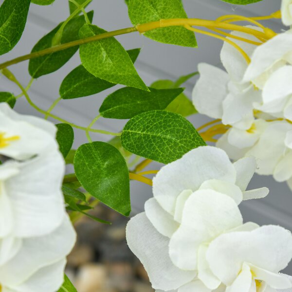 HOMCOM Artificial Realistic White Wisteria Tree Faux Decorative Plant in Nursery Pot for Indoor Outdoor Décor, 160cm Aosom UK