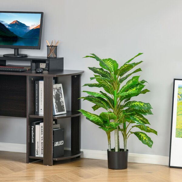 HOMCOM 2 PCs Artificial Evergreen Tree Fake Decorative Plant in Nursery Pot for Indoor Outdoor Décor, Green Aosom UK