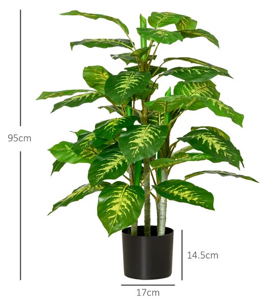 HOMCOM 2 PCs Artificial Evergreen Tree Fake Decorative Plant in Nursery Pot for Indoor Outdoor Décor, Green Aosom UK