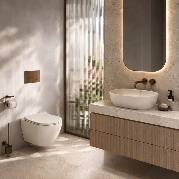 Set: Wall-Hung WC Bowl Focus + Countertop Washbasin Rea Focus Creme