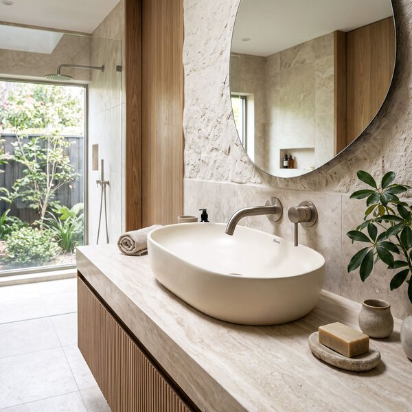 Countertop washbasin Rea Focus Creme
