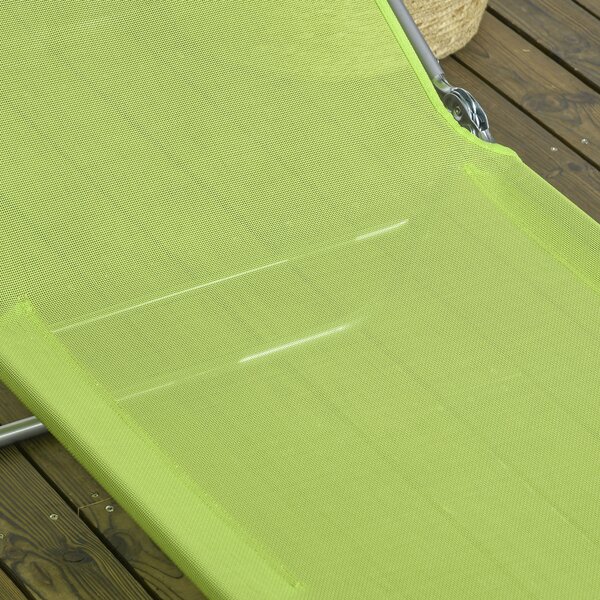 Outsunny Reclining Sun Lounger, Set of 2, Folding Outdoor Day Bed with Pillow, Steel Frame, Breathable Mesh, Green Aosom UK