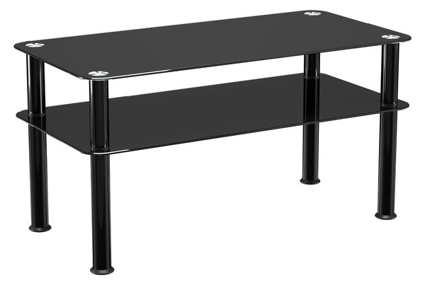 AVF Small Coffee Table, Black Glass with Black Legs