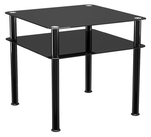 AVF Side Coffee Table, Black Glass with Black Legs