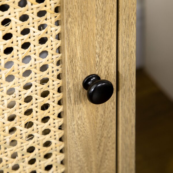 HOMCOM Bedside Cabinets: Rattan-Infused Duo with Shelving & Storage, Natural Charm Aosom UK