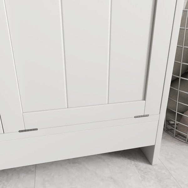 Kleankin Tilt-Out Laundry Cabinet, Modern Bathroom Cabinet with 2 Compartments for Bathroom Washroom, White Aosom UK