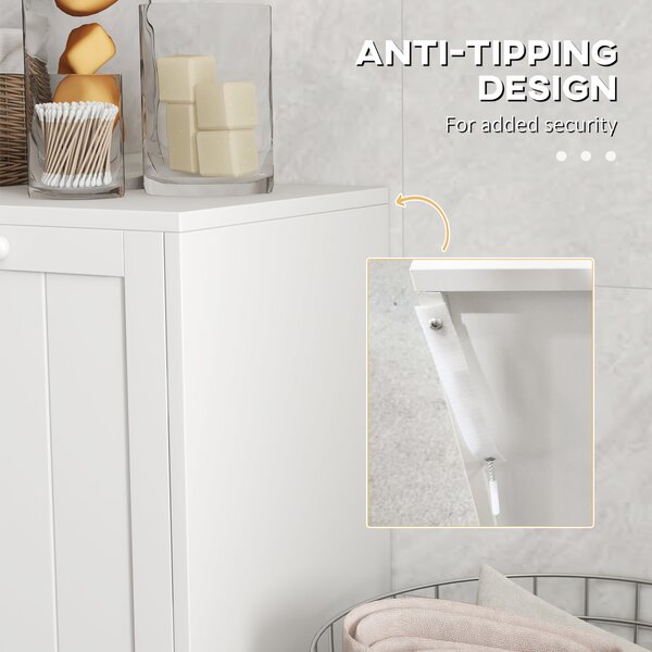 Kleankin Tilt-Out Laundry Cabinet, Modern Bathroom Cabinet with 2 Compartments for Bathroom Washroom, White Aosom UK