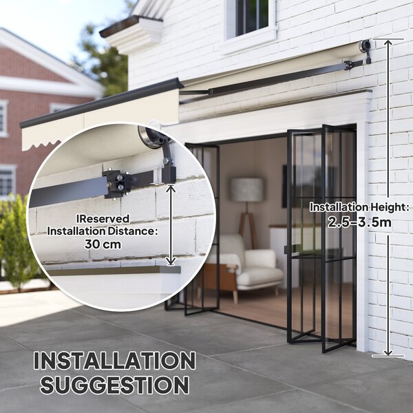 Outsunny 2.5 x 2m Electric Awning with Remote Controller, Aluminium Frame Retractable Awning, Sun Shade for Garden Patio, Beige Aosom UK