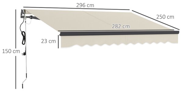 Outsunny 2.5 x 2m Electric Awning with Remote Controller, Aluminium Frame Retractable Awning, Sun Shade for Garden Patio, Beige Aosom UK
