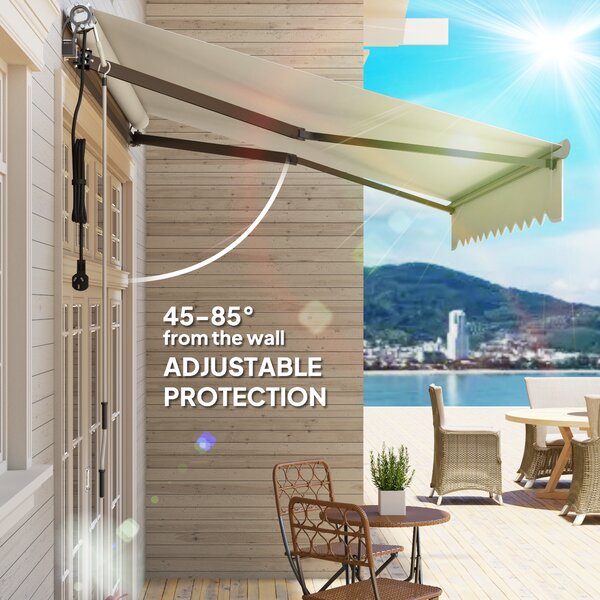 Outsunny 2.5 x 2m Electric Awning with Remote Controller, Aluminium Frame Retractable Awning, Sun Shade for Garden Patio, Beige Aosom UK