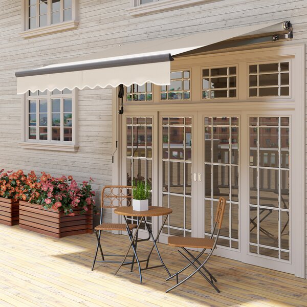 Outsunny 2.5 x 2m Electric Awning with Remote Controller, Aluminium Frame Retractable Awning, Sun Shade for Garden Patio, Beige Aosom UK