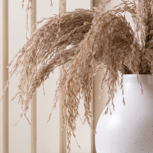 Artificial Pampas Grass in White Ceramic Vase