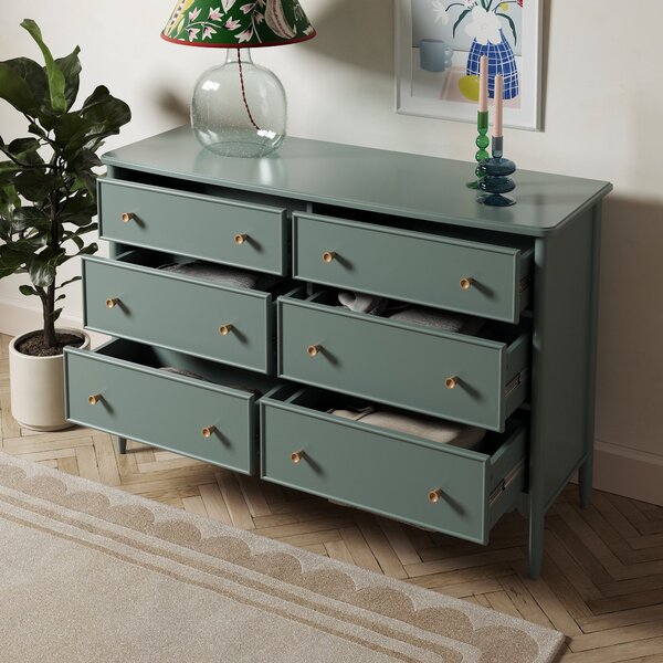 Remi Wide 6 Drawer Chest, Lilypad Green