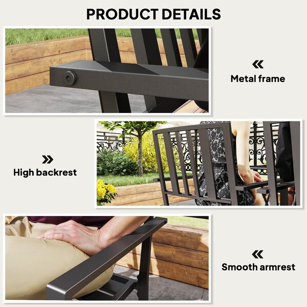 Outsunny 4 PCs Patio Dining Chairs with Metal Slatted Design, Black