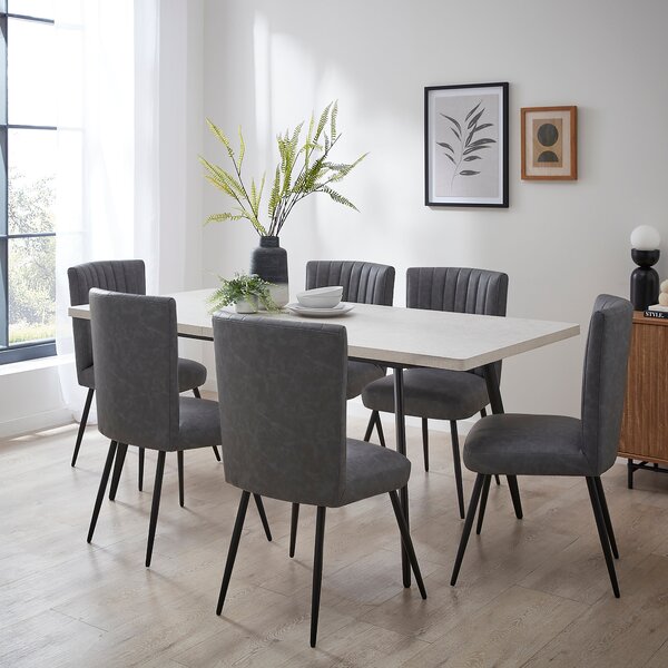 Zuri 6 Seater Rectangular Extendable Dining Table, Concrete Effect