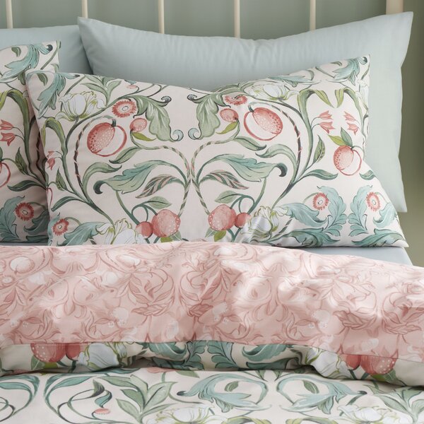 Catherine Lansfield Clarence Floral Reversible Natural Duvet Cover & Pillowcase Set