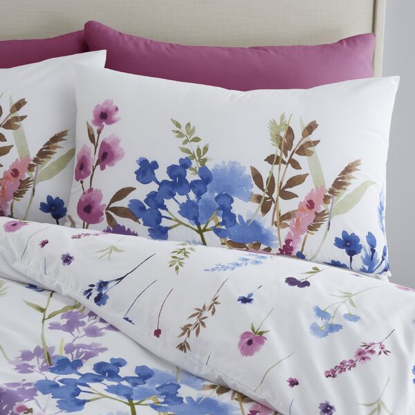 Catherine Lansfield Countryside Floral Reversible White Duvet Cover & Pillowcase Set