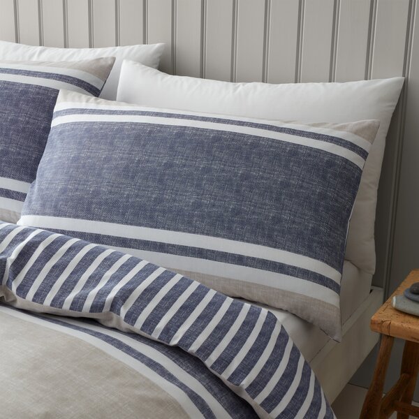 Catherine Lansfield Textured Banded Stripe Reversible Duvet Cover & Pillowcase Set