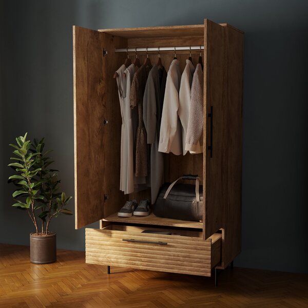 Bryant Double Wardrobe, Mango Wood Effect