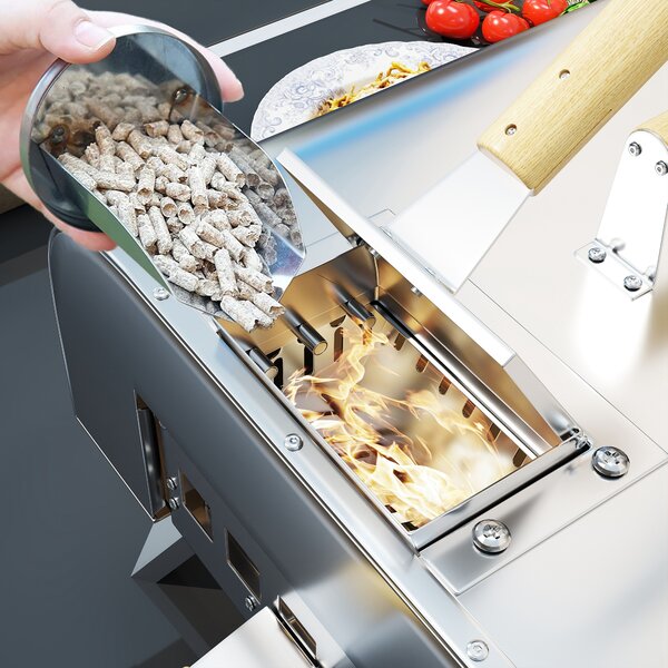 Outsunny Outdoor Pizza Oven, Portable Wood Pellet Pizza Oven with Pizza Stone and Peel, Foldable Legs, Chimney Aosom UK