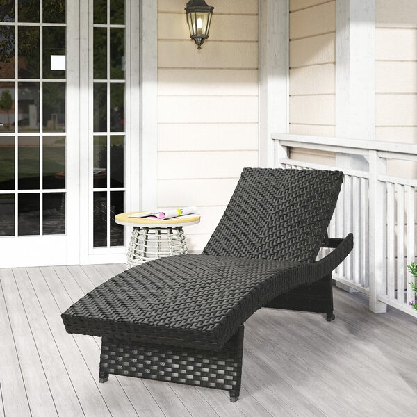 Outsunny Outdoor PE Rattan Sun Lounger with 4-Level Adjustable Backrest, Non-Slip Legs for Balcony, Beach, Black Aosom UK