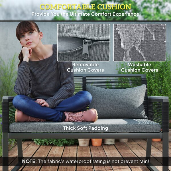Outsunny 4 Pieces Rattan Garden Furniture Set - Charcoal Grey Aosom UK