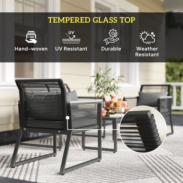Outsunny 4 Pieces Rattan Garden Furniture Set - Charcoal Grey Aosom UK
