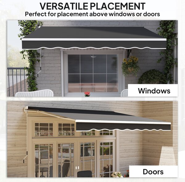 Outsunny Garden Retractable Awning - Black