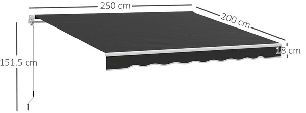 Outsunny Garden Retractable Awning - Black