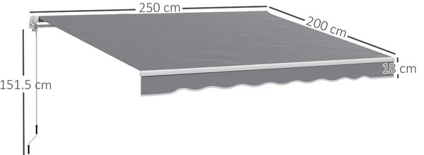 Outsunny Garden Retractable Awning - Dark Grey