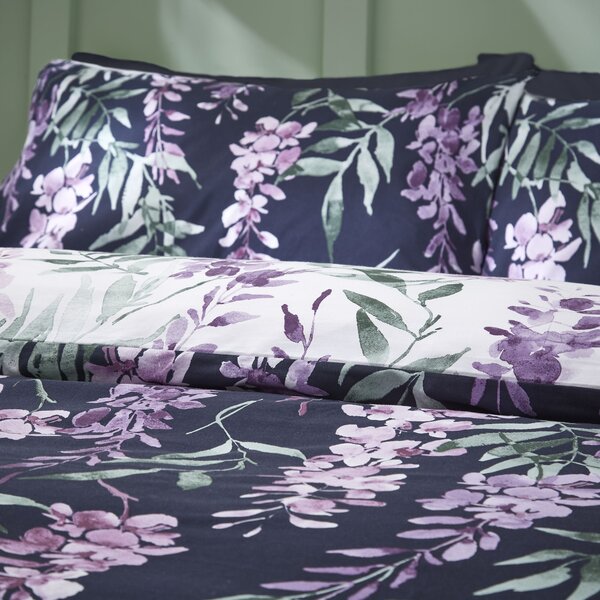 Catherine Lansfield Wisteria Reversible White Duvet Cover & Pillowcase Set