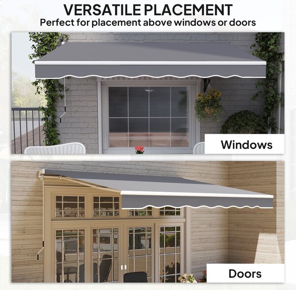 Outsunny Garden Retractable Awning - Dark Grey