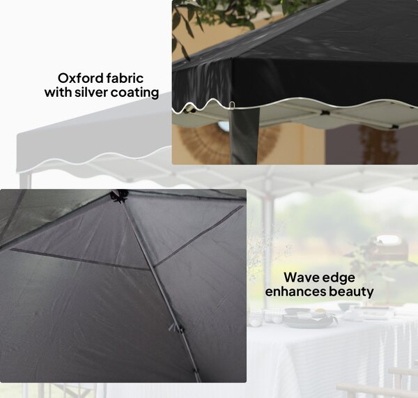 Outsunny 3 x 3cm Adjustable Height Pop-Up Gazebo, with Bag - Black