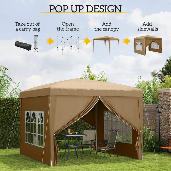 Outsunny 3x3 Pop Up Gazebo, Pop Up Gazebo with Sides for Garden & Outdoor Aosom UK