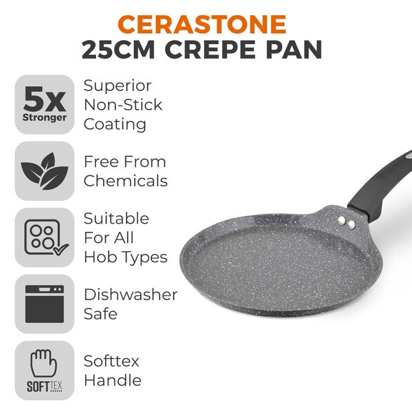 Tower Cerastone Non-Stick Forged Aluminium Pancake Pan, 25cm