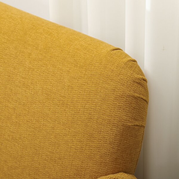 HOMCOM Velvet Feel Fabric 2 Seater Sofa, Small Sofa Loveseat with 21cm Thick Padding and Wood Legs, Yellow Aosom UK