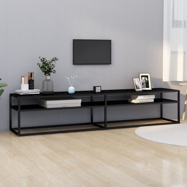 TV Cabinet Black 200x40x40.5 cm Tempered Glass