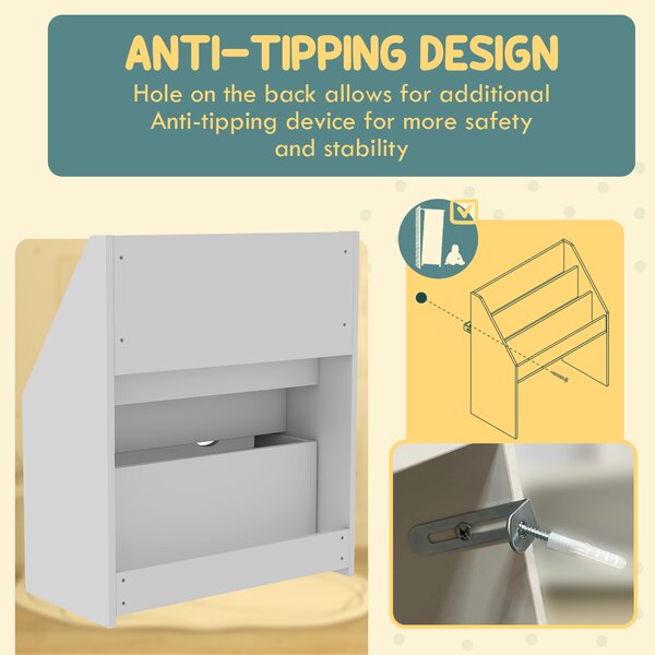 AIYAPLAY Bookcase for Kids with Shelves, Drawer, Bookcase for Bedroom, Playroom, White Aosom UK