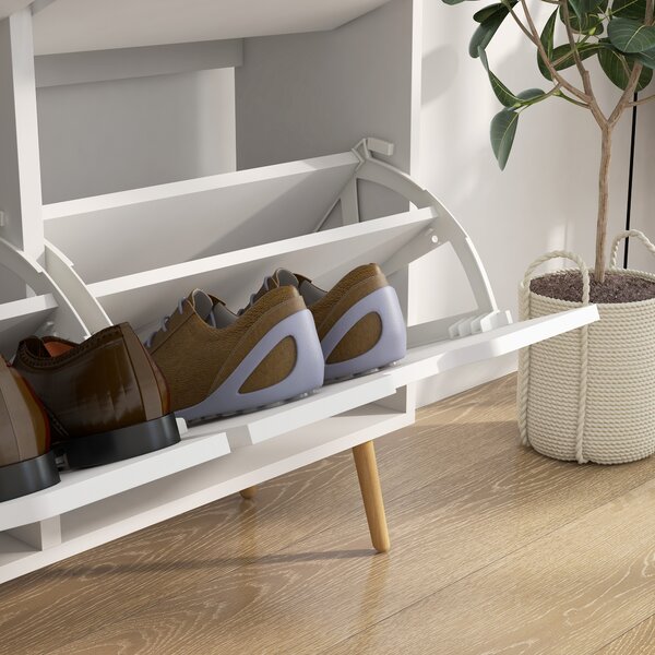 HOMCOM Shoe Storage Cabinet: 4 Flip Drawers, Accommodates 16 Pairs, Space-Saving, White Aosom UK