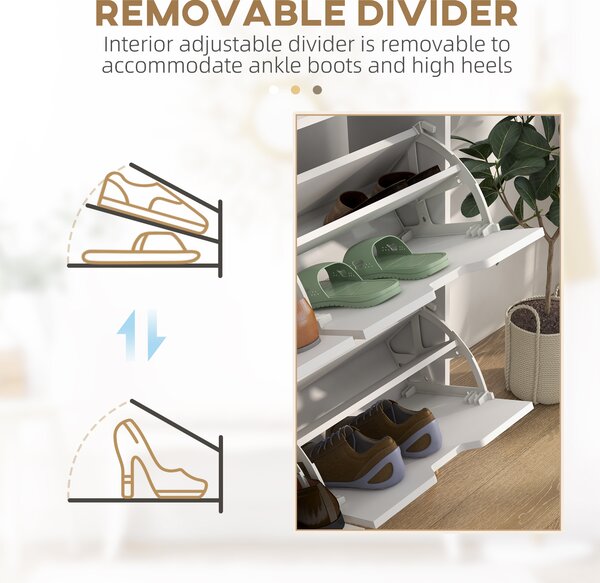 HOMCOM Shoe Storage Cabinet: 4 Flip Drawers, Accommodates 16 Pairs, Space-Saving, White Aosom UK