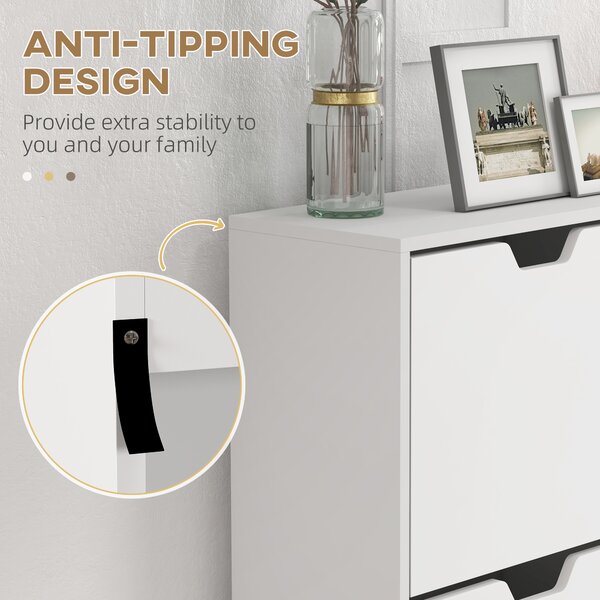 HOMCOM Shoe Storage Cabinet: 4 Flip Drawers, Accommodates 16 Pairs, Space-Saving, White Aosom UK