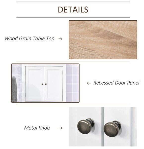 Kleankin Under-Sink Cabinet: Space-Saving Bathroom Organiser with Adjustable Shelf, Freestanding Unit, White Aosom UK