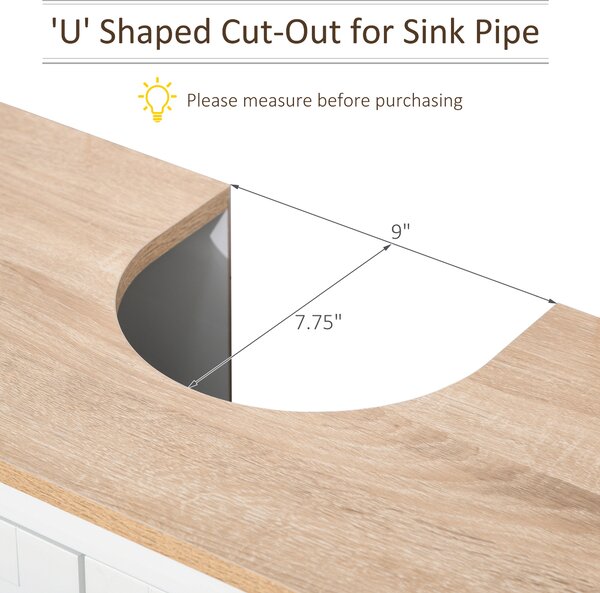 Kleankin Under-Sink Cabinet: Space-Saving Bathroom Organiser with Adjustable Shelf, Freestanding Unit, White Aosom UK