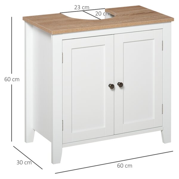 Kleankin Under-Sink Cabinet: Space-Saving Bathroom Organiser with Adjustable Shelf, Freestanding Unit, White Aosom UK