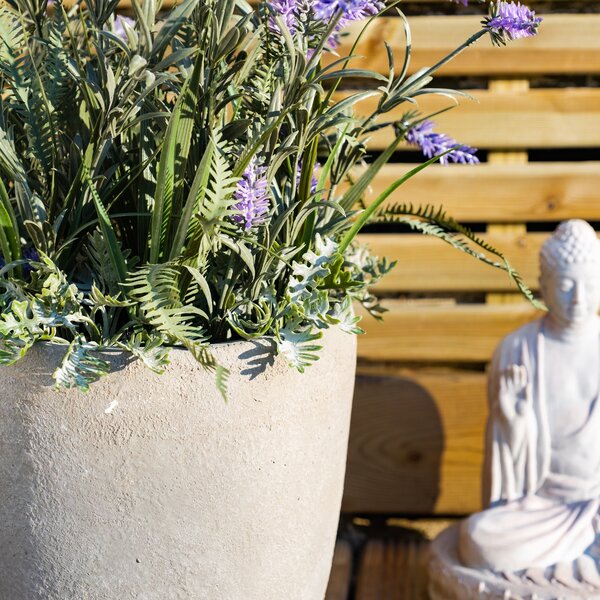 Artificial Lavender in Large Grey Plant Pot