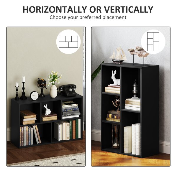HOMCOM 2-Tier Bookshelf with 5 Compartments - Black